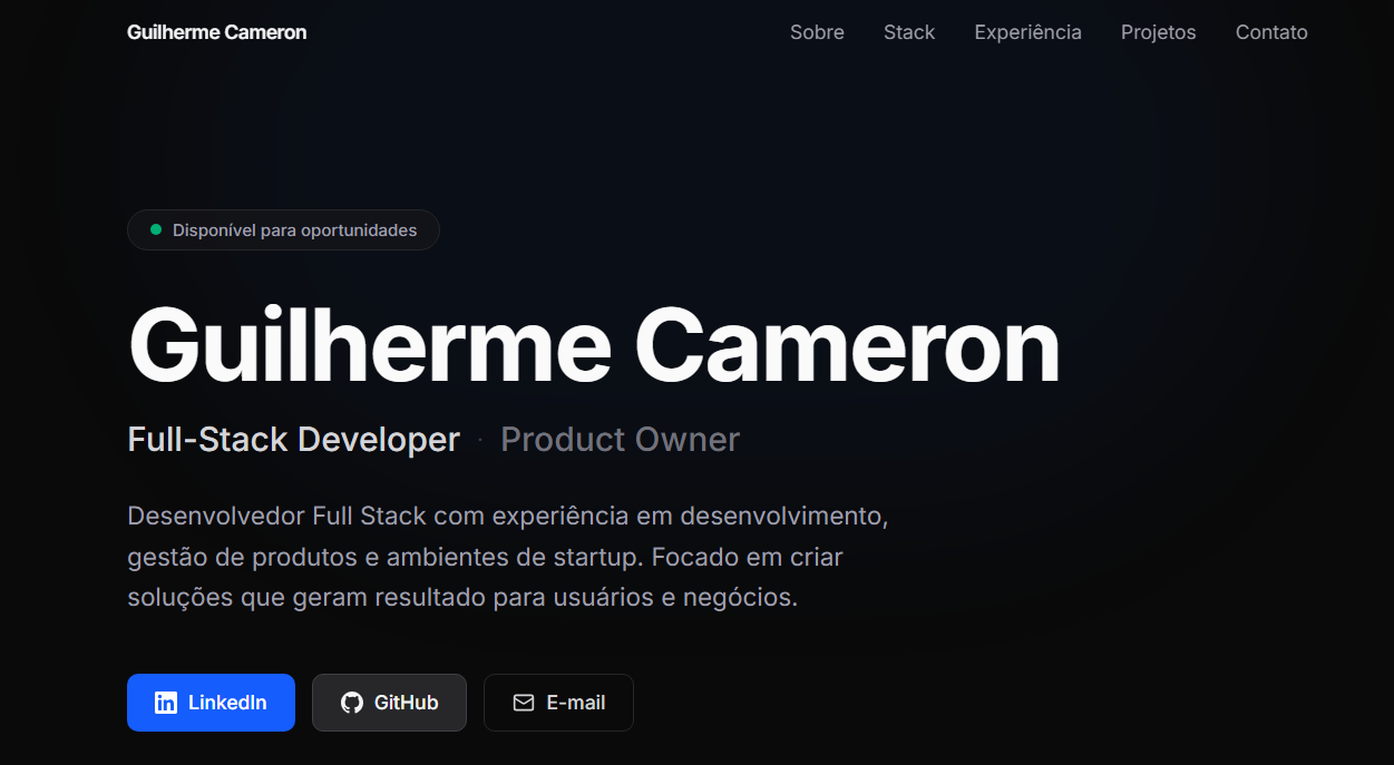 Guilherme Cameron — Full-Stack Developer & Product Owner